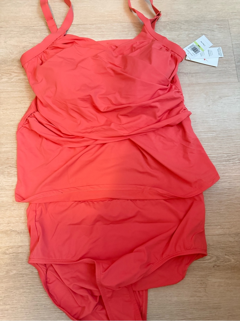 Jantzen Coral Pink Layered PeplumTankini